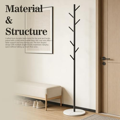 Black Metal Coat Rack Freestanding, 67" Tree Coat Stand, Sturdy Entryway Hall Tree for Coats, Hats, Bags - color: A5