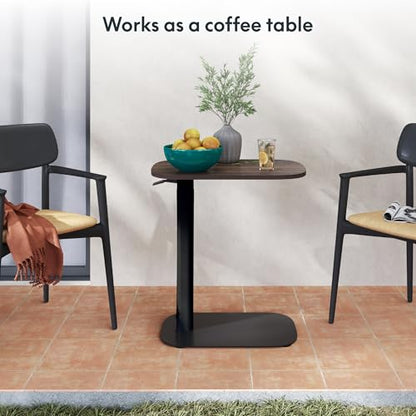 FLEXISPOT 24''Adjustable C Table Gas Spring Mobile Side End Table | Adjustable C table with Wheels, Bedside table for sofa and couch. Laptop Rolling Cart TV Tray, 23.6" W x 13.8" D,Rustic Brown - color: Rustic Brown, size: 24x14