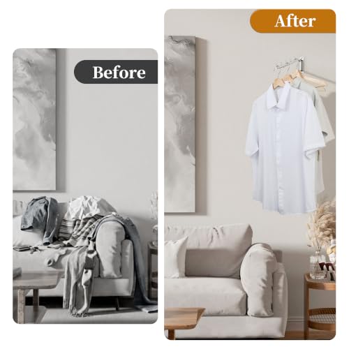 Alise Wall Mounted Drying Rack,Swivel Clothes Drying Hangers,Chrome,2 Pcs | Space Saving Clothes Rack,Heavty Duty Stainless Steel Clothes Wall Drying Rack for Laundry Closet Bathroom - color: Chrome, size: 1005 (2 Pack)