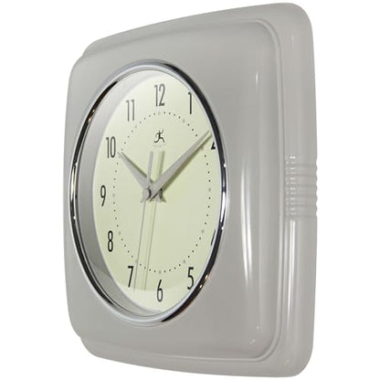 Infinity Instruments Square Retro Wall Clock, Stone Grey, 9.25" - color: Stone Grey