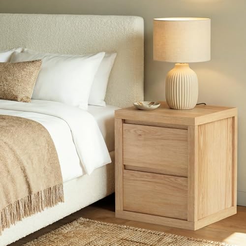 Nightstand with 2 Drawers, Modern Bedside Table with Handless Design, Wood End Table with Thickened Design, Night Stand for Bedroom, Oak - color: Oak