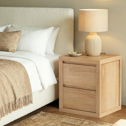Nightstand with 2 Drawers, Modern Bedside Table with Handless Design, Wood End Table with Thickened Design, Night Stand for Bedroom, Oak - color: Oak