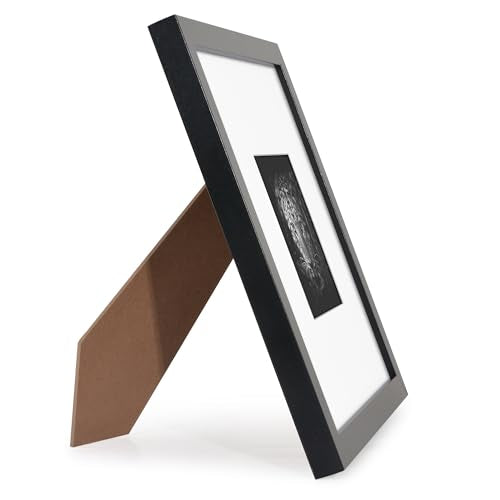 Americanflat 8x8 Picture Frame 6-Pack - Matted to 4x4 - Black | Engineered Wood construction, Shatter-resistant glass, wall or tabletop display with included easel, secure turn-tab backing - color: Black, size: 8X8, style: 6 Pack