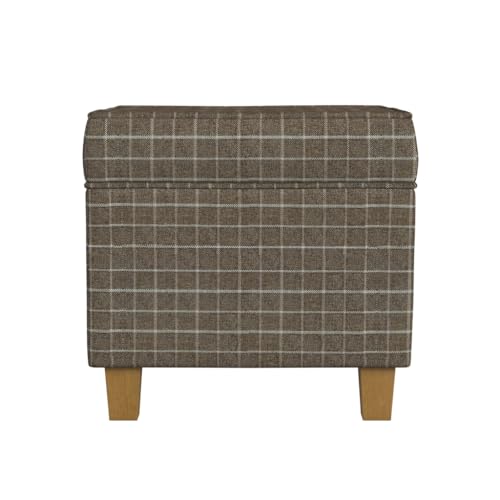 HomePop 18" Classic Square Storage Ottoman - Brown Windowpane - color: Brown Window Pane Fabric