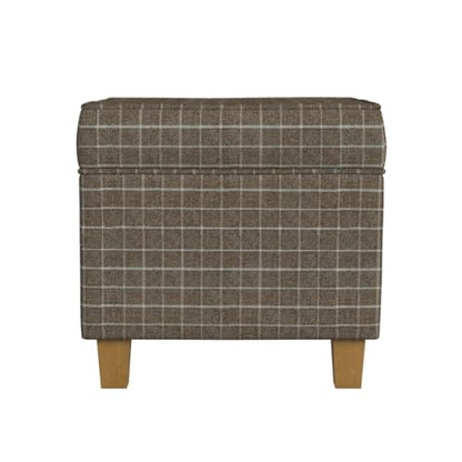 HomePop 18" Classic Square Storage Ottoman - Brown Windowpane - color: Brown Window Pane Fabric