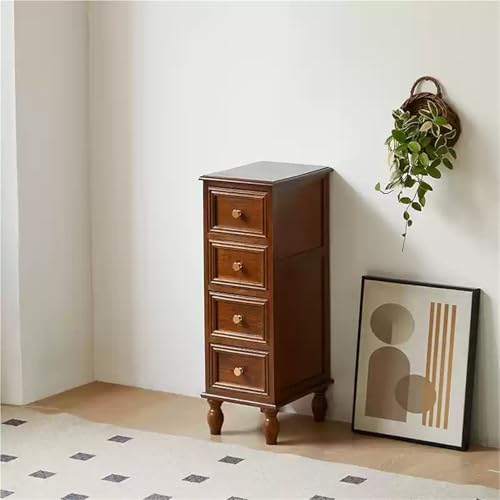 Narrow Bedside Table Tall Skinny Vertical Chest of Drawers Wood Storage Cabinet Small Nightstand Side Table for Living Room Long Lasting - color: Brown, size: 84 cm