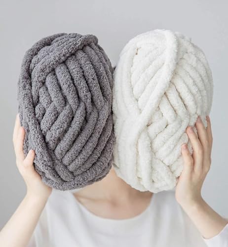 Chunky Knit Chenille Yarn for Hand Knitting Blankets, Super Soft Big Jumbo Blanket Yarn (Green) - color: Green
