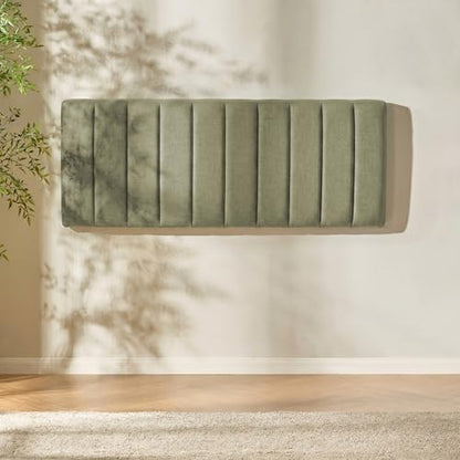 Nestl Upholstered King Headboard - Easy Assemble Channel Stitched Headboard King Size Bed - Wall Mounted Headboards with 3D Soundproof Wall Panels Peel & Stick Floating Headboards, Olive Green - color: 07-olive Green, size: King