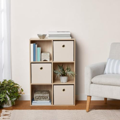 6 Cube Modular Storage Organizer Spring Pine Open Bookshelf Cabinet | Wood Cube Shelving Unit for Bedroom Living Room Office, 6 Compartment Open Cubby Display Storage Rack