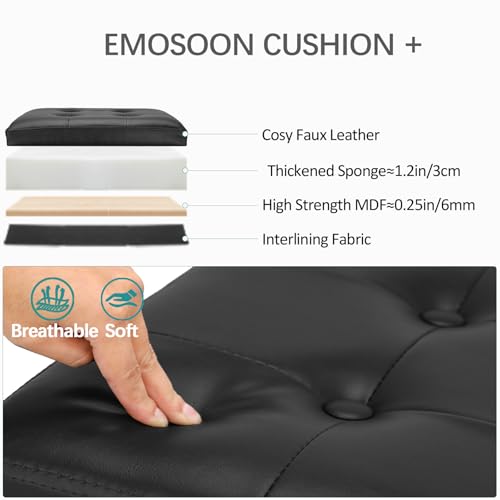 18 Inches Cube Storage Ottoman, Faux Leather Collapsible Square Folding Ottoman Furniture with Storage for Living Room Bedroom, Foot Rest Foot Stool with Legs, Black 18x18x18 Inches - color: Black