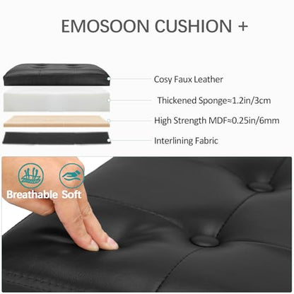 18 Inches Cube Storage Ottoman, Faux Leather Collapsible Square Folding Ottoman Furniture with Storage for Living Room Bedroom, Foot Rest Foot Stool with Legs, Black 18x18x18 Inches - color: Black