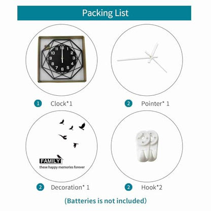 Large Wall Clock for Living Room Decor 16inch Silent Modern Clock | Analog Battery Operated Non Ticking Black Wood Home Decorative Clock Wall for Kitchen Bedroom Office Classroom Bathroom - size: 16 inch