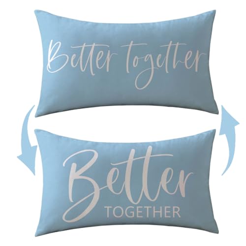 ULOVE LOVE YOURSELF Better Together Lumbar Throw Pillow Cover Romantic Couple Reversible Decorative Pillowcase12''x20'' Double-Sided Print Cushion Cover for Bed/Sofa (Light Blue) - color: Light Blue