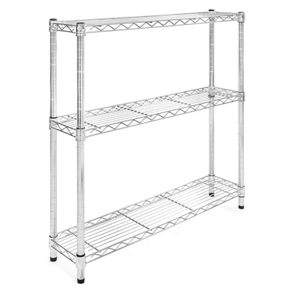 Shelving Inc. 8" d x 36" w Chrome Wire Shelving with 3 Tier Shelves, Weight Capacity 800lbs Per Shelf | Weight Capacity 800lbs Per Shelf, Durable Kitchen and Garage Storage Shelves, Adjustable Shelf Organizer Storage Rack - size: 8" d x 36" w x 34" h
