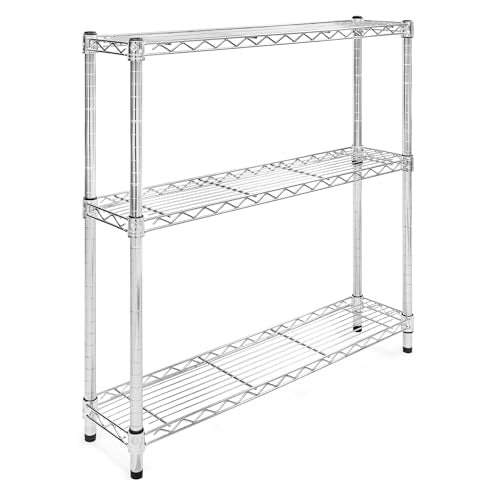 Shelving Inc. 8" d x 36" w Chrome Wire Shelving with 3 Tier Shelves, Weight Capacity 800lbs Per Shelf | Weight Capacity 800lbs Per Shelf, Durable Kitchen and Garage Storage Shelves, Adjustable Shelf Organizer Storage Rack - size: 8" d x 36" w x 34" h