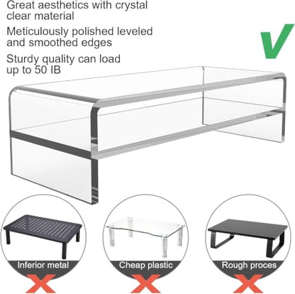 Egchi Acrylic Monitor Stand, 2 Tiers Computer Monitor Riser(20x8x5.5 Inch), Monitor Riser/Computer Stand for Home,Office,Business,PC Desk Stand for Keyboard Storage& Multi-Media Laptop Printer Screen | Computer Stand for Home,Office,Business,PC Desk Stand