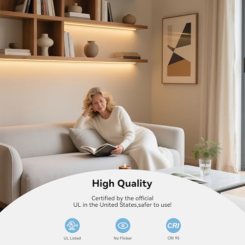 PAUTIX COB LED Strip Lights 2700K Warm White,Motion Sensor LED Lights,Dimmable 24V Motion Activated LED Strip Light,20ft Super Bright with Dual Lighting Mode,for Under Cabinet,Kitchen,Stairs,Bedroom - size: 20 Ft