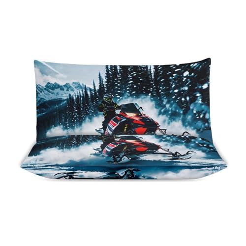 3 Piece Cool Snowmobile Bedding Set - Ultra Soft Fabric & Double-Sided Print, Breathable Comforter Set with 1 Quilt Cover & 2 Pillowcases for Home Hotel, 102"x90" - size: 102"x90"