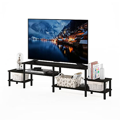 Furinno BESI TV Stand, No Tools Assembly Industrial Style Entertainment Center, TV Console for TV up to 46 Inch, for Living Room, Bedroom, Dark Oak - color: Dark Oak