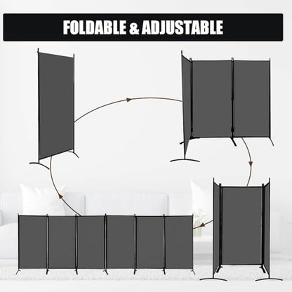 Room Divider-Folding Privacy Screens, 6 ft Partition Room Dividers Wall for Separation, Home, Office, Classroom, Studio (Grey, 6 Panel) - color: Grey, size: 6 Panel