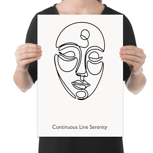 Continuous Line Serenity - Minimalist Home Decor - 13x19 Poster Print - Monochrome Contour Art
