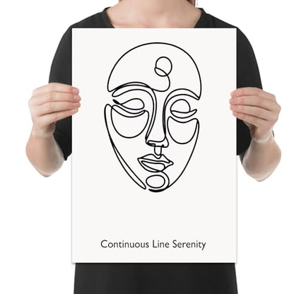Continuous Line Serenity - Minimalist Home Decor - 13x19 Poster Print - Monochrome Contour Art