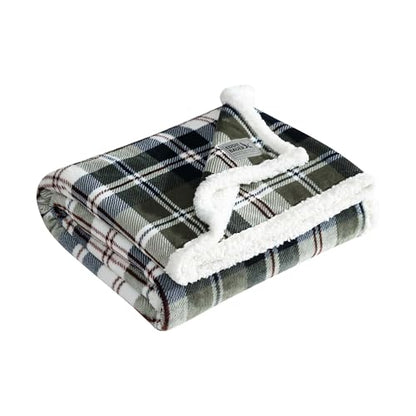 Eddie Bauer - Throw Blanket, Ultra-Soft Plush Bedding with Faux Shearling Reverse, Throw Blanket for Couch & Bed (Trailhead Plaid Green, 50" x 60") - color: Trailhead Plaid Green, size: 50" x 60"