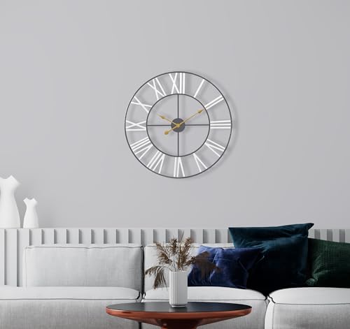 Sorbus Large Wall Clock for Living Room Decor - 16 inch Big Wall Clock Decorative - Battery Operated - Roman Numeral Analog Large Clock for Bedroom, Room, Home, Kitchen, Office, Wall Decor (White) - color: White, size: 16"