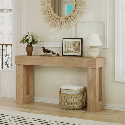 Apicizon 63" Long Console Table for Entryway with LED Light, Farmhouse Wood Sofa Table Behind Couch, Narrow Entry Way Table for Living Room, Hallway, Entrance, Foyer, Natural - color: Natural Oak