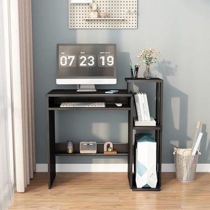 ALISENED Computer Desk with Storage Shelves, Home Office Desk with Monitor Stand, Small Writing Desk Table with Keyboard Tray,Study Table with CPU Stand for Small Spaces (35"-Black) - color: 35"-black