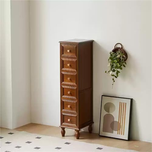 Narrow Bedside Table Tall Skinny Storage Tower Vertical Chest of Drawers Wood Storage Cabinet Small Nightstand Side Table for Bathroom Living Room Entryway Hallway Practical(Brown,117cm) - color: Brown, size: 117cm