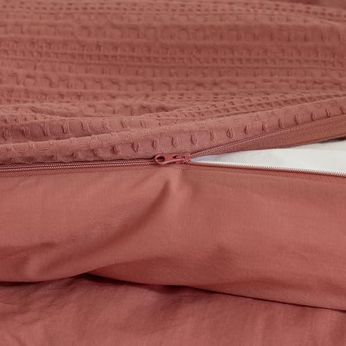Dreamology Waffle Duvet Cover, Twin Duvet Cover, 100% Cotton Waffle Weave | Duvet Covers with Zipper Closure, Soft Luxury Textured & Breathable Duvet Cover Set,Twin Bedding Set 2 Pieces (Terracotta) - color: Terracotta, size: Twin