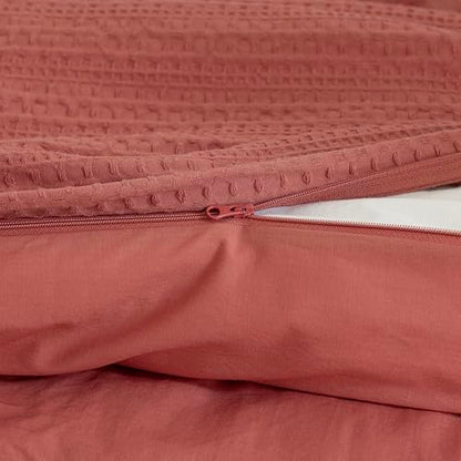 Dreamology Waffle Weave Duvet Cover,100% Cotton,Queen Duvet Cover Set | Waffle Duvet Cover with Zipper Closure,Soft Textured & Breathable Queen Bedding Set,Duvet Cover Queen 3 Pieces (Terracotta) - color: Terracotta, size: Queen