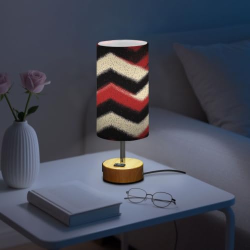 Kigai Colorful Folded Threads Touch Control Bedside Table Lamp 3 Way Dimmable Nightstand Lamp with USB A+C Charging Ports & AC Outlet Fabric Shade for Bedroom Desk Living Room