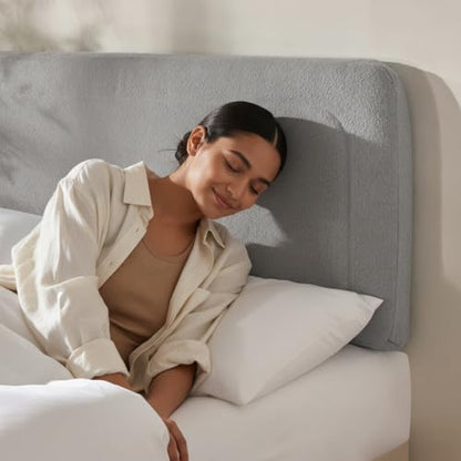 Hearth & Harbor Wall Mounted Twin Headboard Only, Bed Headboard Twin Size | Easy Assemble, Floating Peel & Stick, Upholstered Boucle, 3D Stitched Wall Panels, 5 Strips of 3M Tape Included, Silver - color: 06-silver, size: Twin