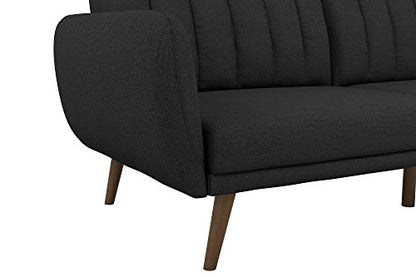 Novogratz Brittany 82 Inch Futon Sofa Bed in Faux Leather, Upholstered Couch Sleeper with Tufted Back, Mid-Century Modern Design, Dark Gray - color: Dark Gray