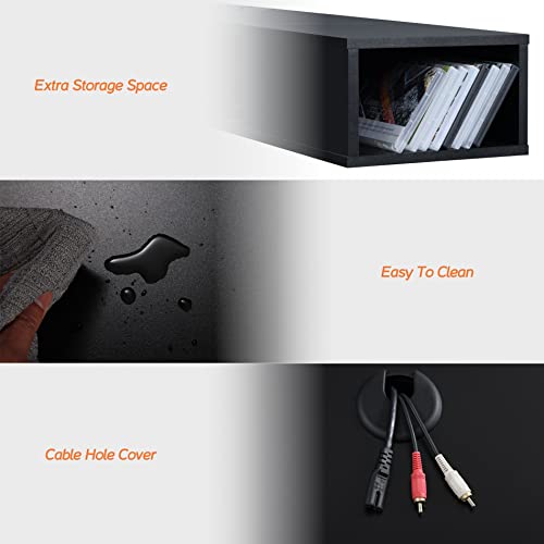 WAMPAT 70 inch Floating Entertainment Center, Black | For TVs Up to 75 inch, Open shelf Storage, Wall Shelf Under TV, Media Console, Living Room - color: Black