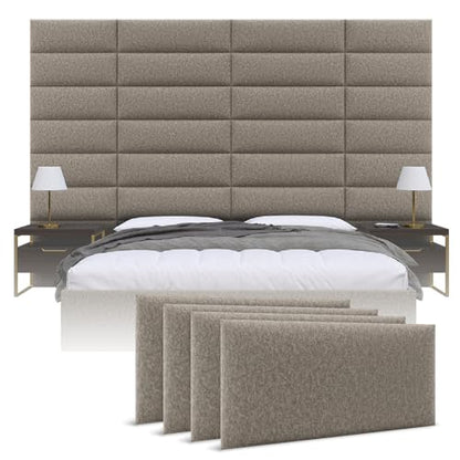 Vänt Wall Mounted Headboard Panels, Queen/Full, Faux Merino Wool Brown - color: Faux Merino Wool Brown, size: 30"