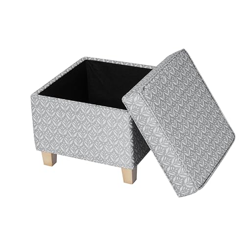 HomePop 18" Classic Square Storage Ottoman - Light Grey Print - color: Light Grey