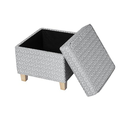 HomePop 18" Classic Square Storage Ottoman - Light Grey Print - color: Light Grey