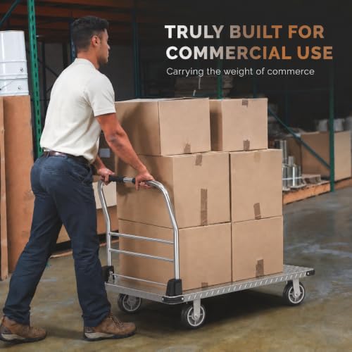 3000 lbs. Capacity Foldable Push Cart Dolly | Moving Platform Hand Truck | Heavy Duty Space Saving Collapsible | Swivel Flat Bed Wagon - Furniture Luggage Lifting - color: Black, size: 3000 lbs.