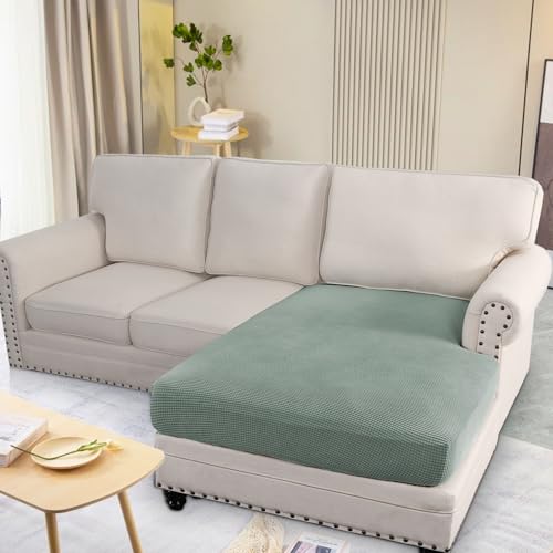 H.VERSAILTEX Super Stretch Individual Chaise Cover Sectional Couch Covers for L Shaped Sofa Both Left/Right Featuring Thick Jacquard Textured Twill Fabric (1 Piece Chaise Cover, Sage) - color: Sage, size: Chaise Cover