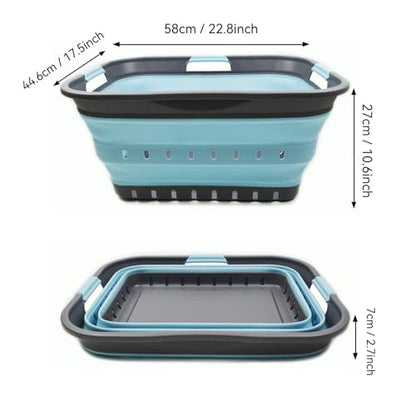 SAMMART 42L (11 gallon) Collapsible Plastic Laundry Basket - Foldable Pop Up Storage Container/Organizer - Space Saving Hamper/Basket (1, Grey/Sea Angel) - color: Grey/Sea Angel