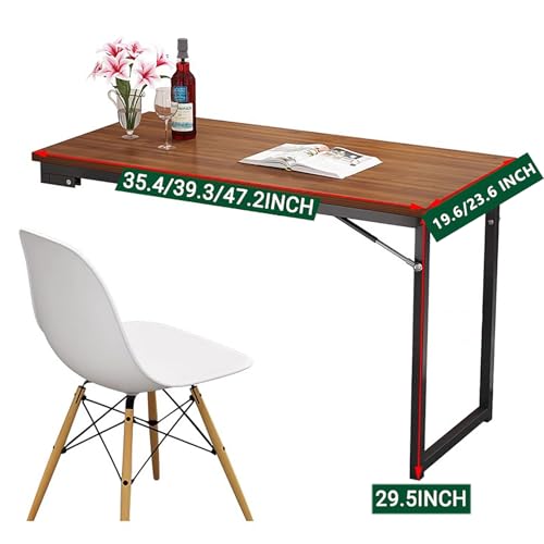 Wall Mounted Folding Table, Space-Saving Floating Desk, Solid Wood Drop-Leaf Dining Table for Small Spaces, Foldable Bar Table for Laundry & Office (39.5" W x19.7 D x29.5 H - color: 39.5"w X19.7"d X29.5"h, size: Gray B