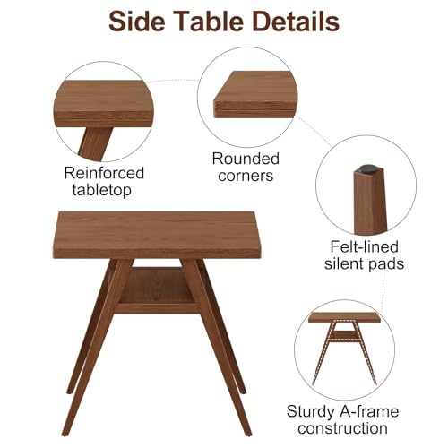 AnywaysWood Solid Wood Outdoor Patio Dining Table Set,3 PCS Bistro Dining Table Set of 2 with upholstered Chairs Patio Conversation Set Stackable Chair and Table Design for Lawn,Deck,Backyard,Walnut - size: 31.5“ x 23.6” x 29.9“