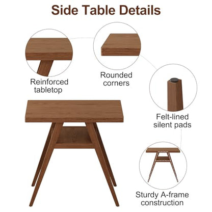 AnywaysWood Solid Wood Outdoor Patio Dining Table Set,3 PCS Bistro Dining Table Set of 2 with upholstered Chairs Patio Conversation Set Stackable Chair and Table Design for Lawn,Deck,Backyard,Walnut - size: 31.5“ x 23.6” x 29.9“