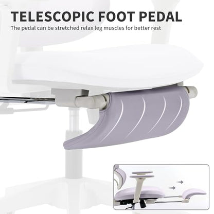 Ergonomic Office Chair with Footrest, 90-135° Reclining High Back Desk Chair with Lumbar Support, 2D Headrest, 2D Armrests, Computer Chair for Long Hours, Purple - color: Purple