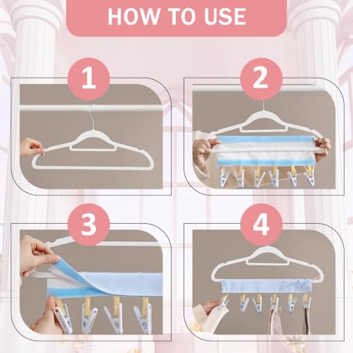 Portable Drying Rack for Travel Hanger with Pins, Folding Travel Hangers with Clips,Works as Hanger for Swimsuit Drying Rack,Sock Drying Rack and Cruise