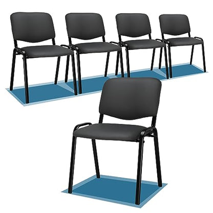 VINGLI 5-Pack Waiting Room Chairs, Stackable Chair for Office, Pu-Grey | Stacking Chairs, Armless Church Chairs, Space-saving, Guest & Reception, Office Lobby, Business Hall - color: Pu-grey, size: 5-pack
