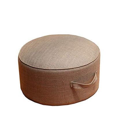 Round Pouf Foot Stools Comfortable Ottoman Floor Seat Cushion Movable Foot Rest Washable Case for Living Room, (Brown) - color: Brown
